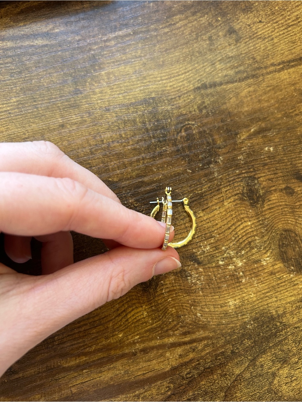 Gold Tone Textured Hoop Earrings - Women Jewelry